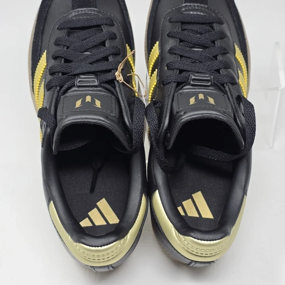Adidas Samba Messi Boys Grade School Black Gold Metallic Gum JH5641 Size 5.5 New